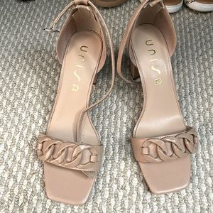Tan block heels
